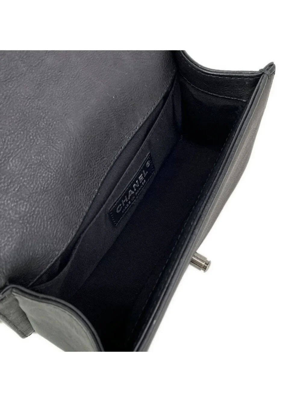 Chanel Shoulder Bag Boy Black Chain Vintage Silver Leather